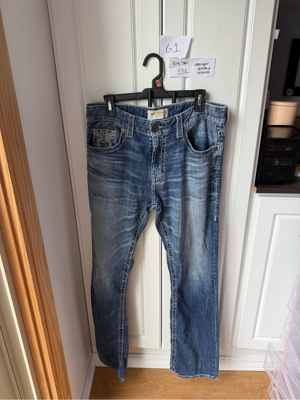 Big Star Men’s Jeans size 33L “Voyager straight relaxed”, inseam 34”, (G1)